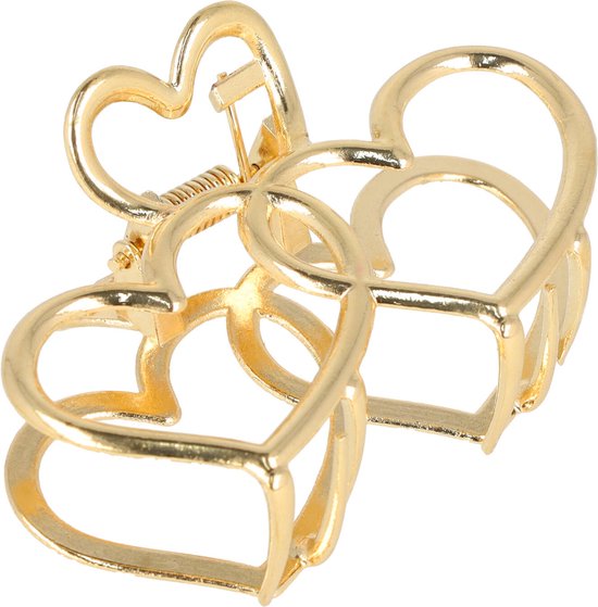 Épingle à cheveux pince ouverte Double coeur forme Goud 7 cm or épingle à Cheveux pince à cheveux Gold or pince à cheveux pince à cheveux cheveux mode accessoire de cheveux