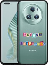 Cazy Hoesje Zwart geschikt voor Honor Magic5 Pro Choose Happiness