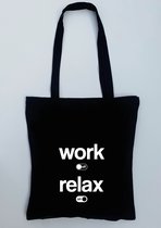 Work OFF Relax ON | linnen tas | pensioen cadeautje | afscheid collega | zwangerschapsverlof