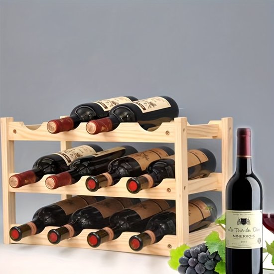 Xerolax Wijnrek Muur - Hangend - Wand - Wandmontage - Metaal - Flessenhouder - 16 Flessen - Wijnglazenhouder - Wijnglazenrek