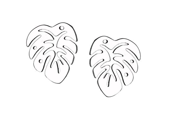 Zilveren oorbellen dames - zilver oorbellen- Zilver 925 - oorbellen dames - Zilveren Palm Bladen Oorstekers - Amona Jewelry