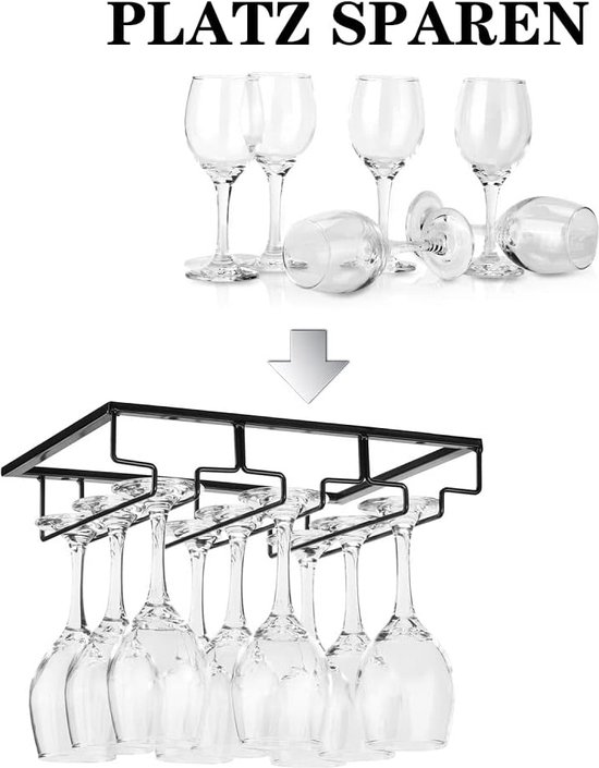 Wakects Wijnglashouder, tafelhouder, wijnglashouder en glazen met 6 haken, smeedijzeren voet voor keuken, woonkamer, eetkamer en bar (brons