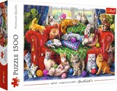 Trefl - Puzzles - "1500" - Kittens on the Sofa