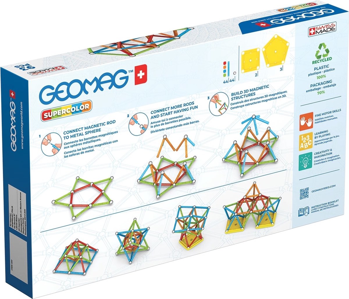 Geomag Super Color Recycled - Magnetisch Constructiespeelgoed met Panelen - 93-delig - Vanaf 3 jaar — afbeelding 6