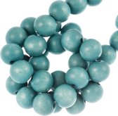 Houten Kralen Vintage Look (12 mm) Teal Blue (70 stuks)