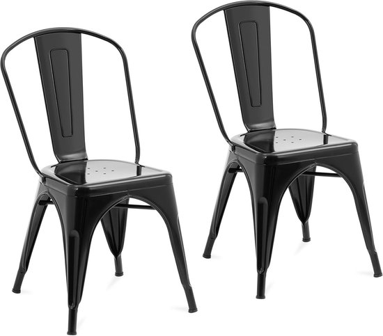 Royal Catering Metalen stoel - set van 2 - tot 150 kg - zitting 35 x 34 cm - bruin - Royal Catering