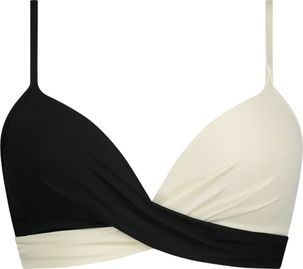 Beachlife Vanilla & Black twist bikinitop