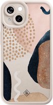 Casimoda® hoesje - Geschikt voor iPhone 14 - Abstract Dots - Effen telefoonhoesje met lensbescherming - TPU - Backcover - Bruin/beige