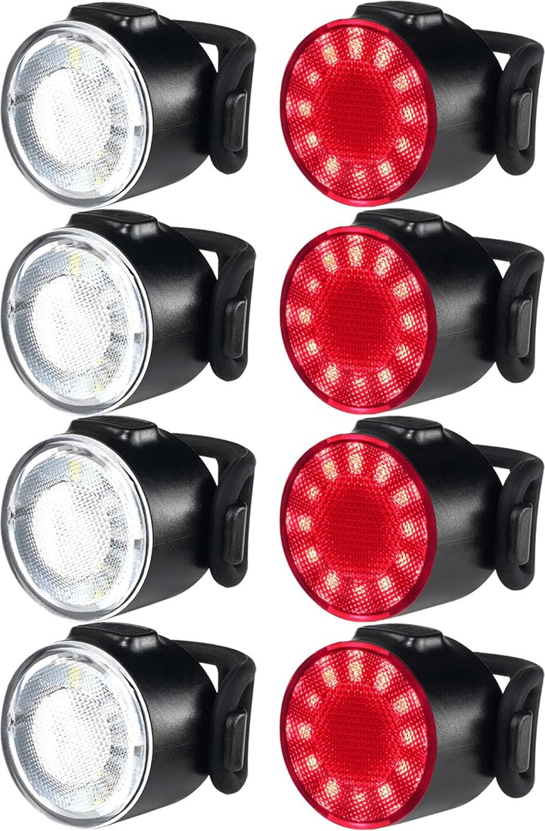 Oplaadbare Fietslampjes Set - Waterdicht - Meerdere Verlichtingsopties - Geschikt voor Stads- en Mountainbikes - USB-Oplaadbaar - Veiligheidslampen voor Fietsers