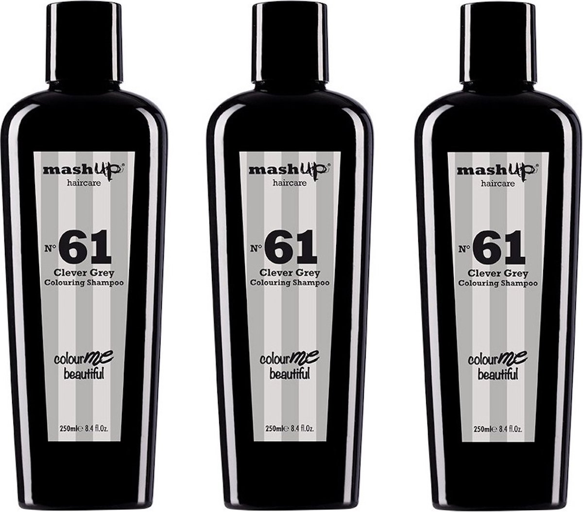 mashUp haircare Colour Me Beautiful N° 61 Clever Grey Colouring Shampoo 250ml - 3 stuks