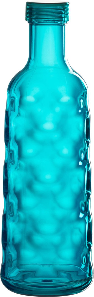 J-Line decoratie Fles Gehamerd - kunststof - blauw - giftbox
