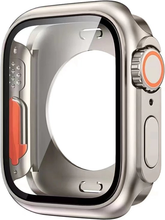 Full Cover Tempered Glass - Screen Protector - Uzzy M.F - Kleur Starlight - Volledige Cover - Geschikt Voor Apple Watch Series 8 7 6 5 4 3 2 1 SE - 45 MM - Screenprotector - Beschermer Hoes - upgrade naar nieuw model - Gehard Glas
