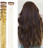2 x clip-in GOUDEN Hair Tinsels - Glitter Extensions - Glitterhaar - Glitter Haar Extensions - clip extensions goud
