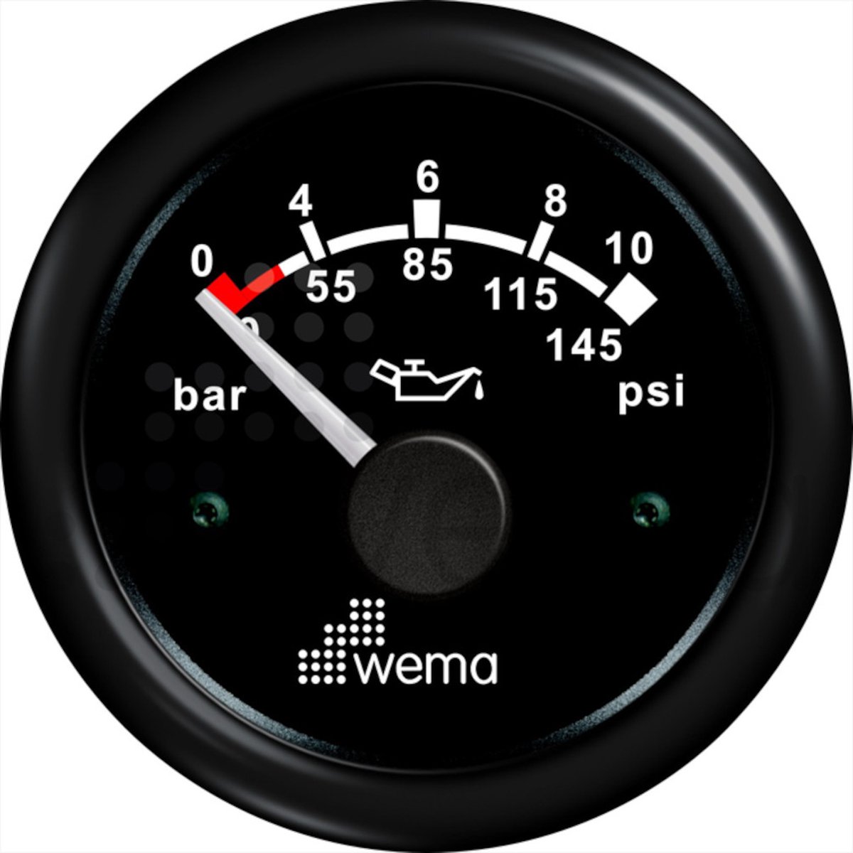 Wema Oliedrukmeter 0-10bar / 0-145psi Zwart 12V/24V