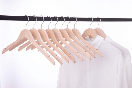 4,5 cm onafgewerkte natuurlijke eco houten kleerhangers jassen kledingoverhemden hangers met 360 draaibare haak, pak van 10