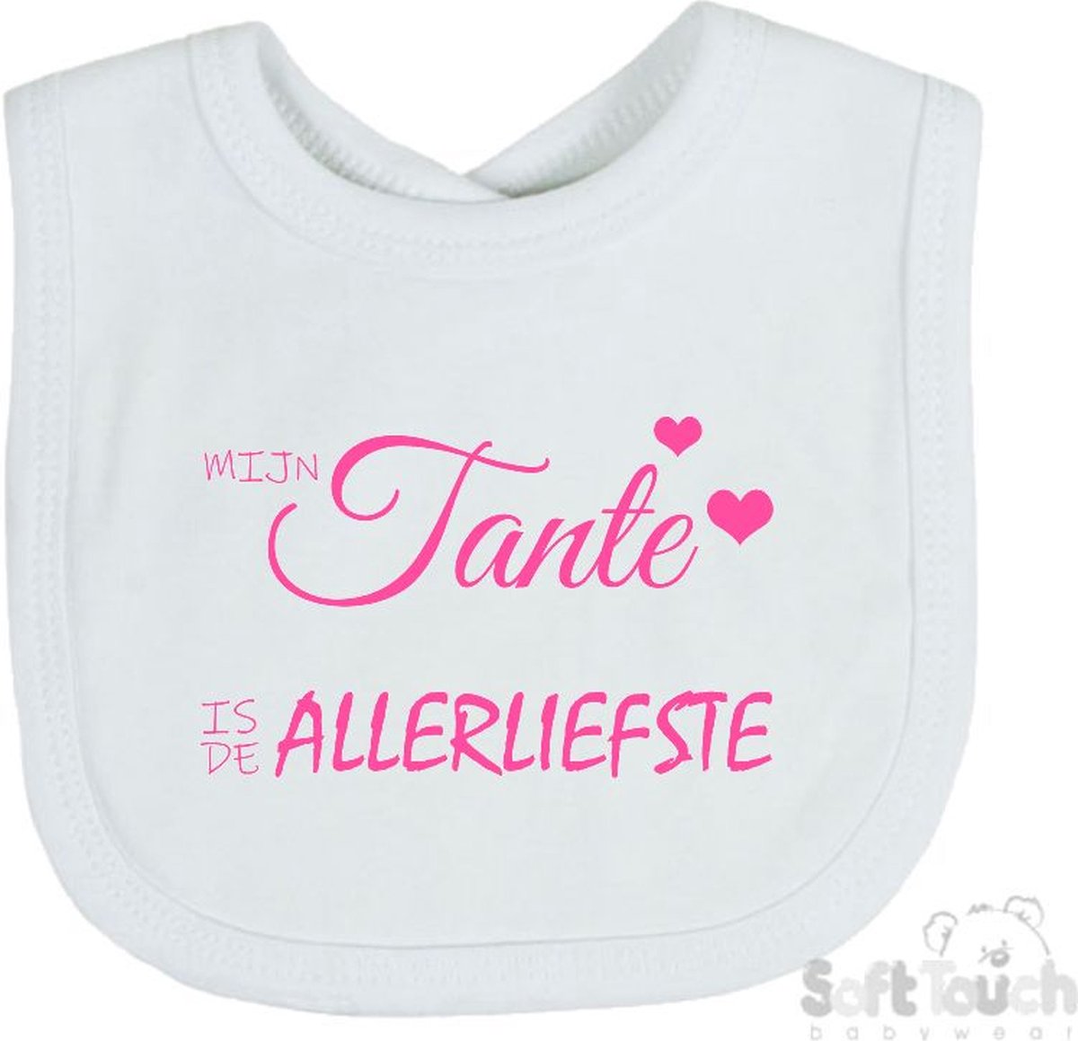Goedkoopste Soft Touch Slabber Slabbetje Slab Mijn tante is de allerliefste Unisex Katoen Wit/roze Maat 33x22 Cm