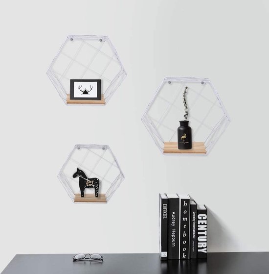 Wandplanken in U-vorm, set van 3, zwevende planken in vintage-stijl, wandmontage, voor