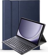 Hoes Geschikt voor Samsung Galaxy Tab A9 Plus Hoes Toetsenbord Hoesje Keyboard Case Cover - Hoesje Geschikt voor Samsung Tab A9 Plus Hoes Toetsenbord Case - Donkerblauw.