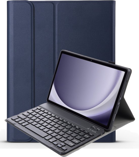 Hoes Geschikt voor Samsung Galaxy Tab A9 Plus Hoes Toetsenbord Hoesje Keyboard Case Cover - Hoesje Geschikt voor Samsung Tab A9 Plus Hoes Toetsenbord Case - Donkerblauw