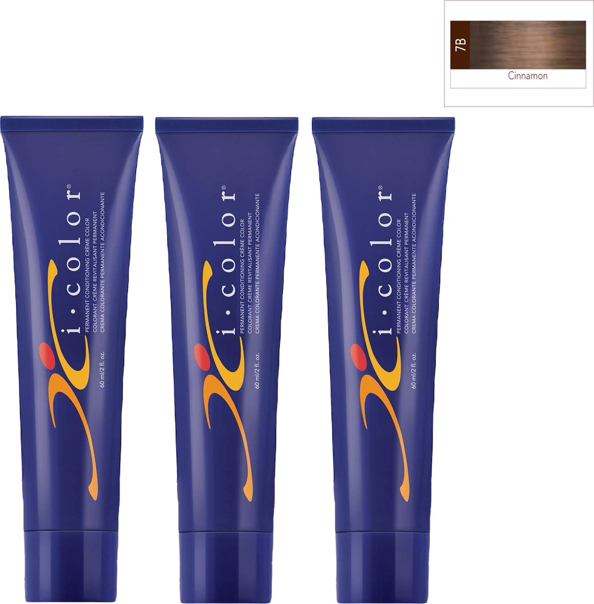 ISO i color Permanent Conditioning Crème Color 60ml 7B (7.8) Cinnamon x 3 tubes