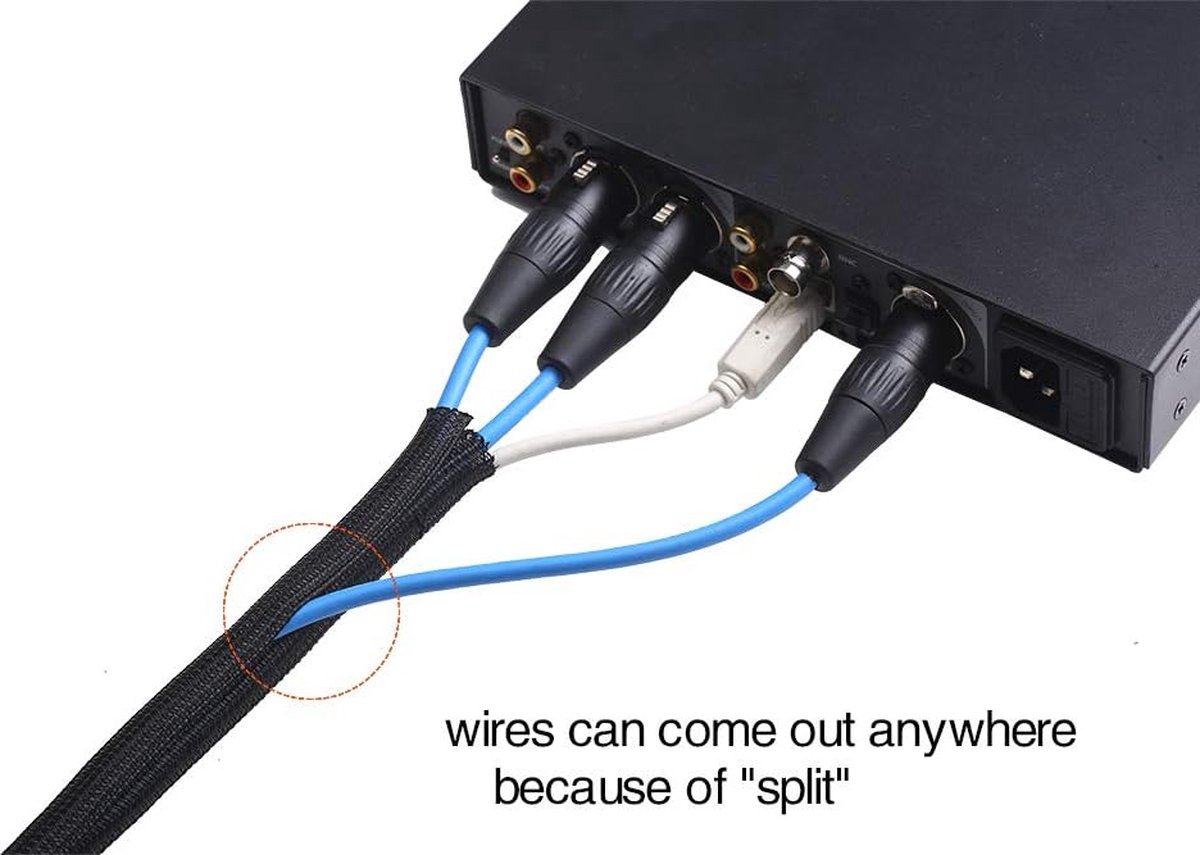 13 mm - 3,1 m kabelmantel, zelfsluitende kabelmantel, kabelmanagement voor computer, auto, zwart