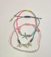 Yehwang Set de 3 Bracelets - Style Boho Ibiza - Avec cordon - Étoile/Coquillage/Perles