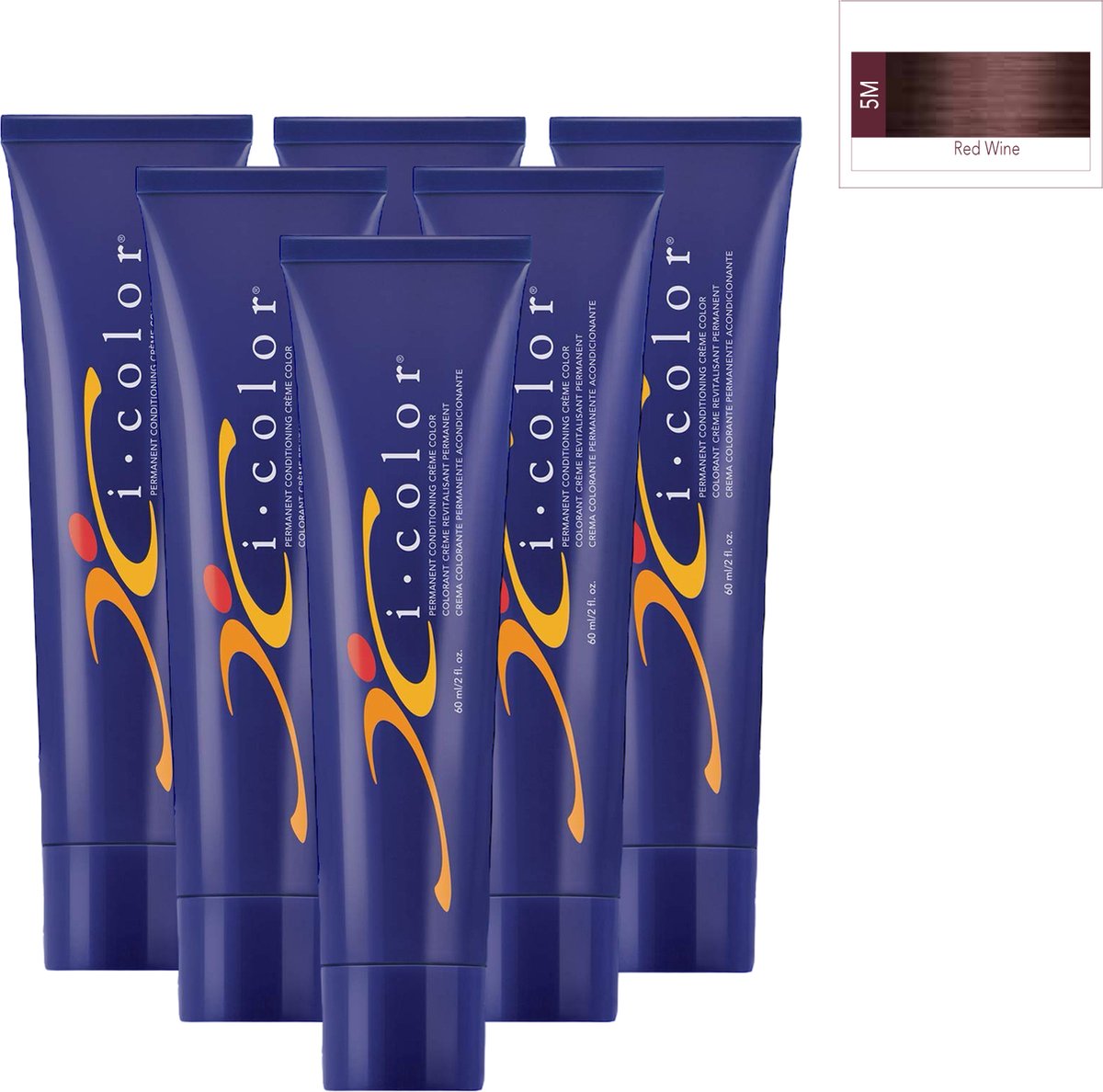 ISO i color Permanent Conditioning Crème Color 60ml 5M Dark Red Wine x 6 tubes