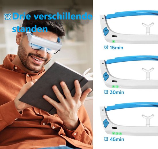 Kozoo - Lichttherapiebril - lichttherapie - daglichtbril - anti stress - lichttherapie lamp - ledlicht ogen - oogtherapie - 3 standen - Blauw & wit licht - comfortabele & stijlvolle lichttherapielamp winterdepressie - 100% UV Vrij - 'merkloos''