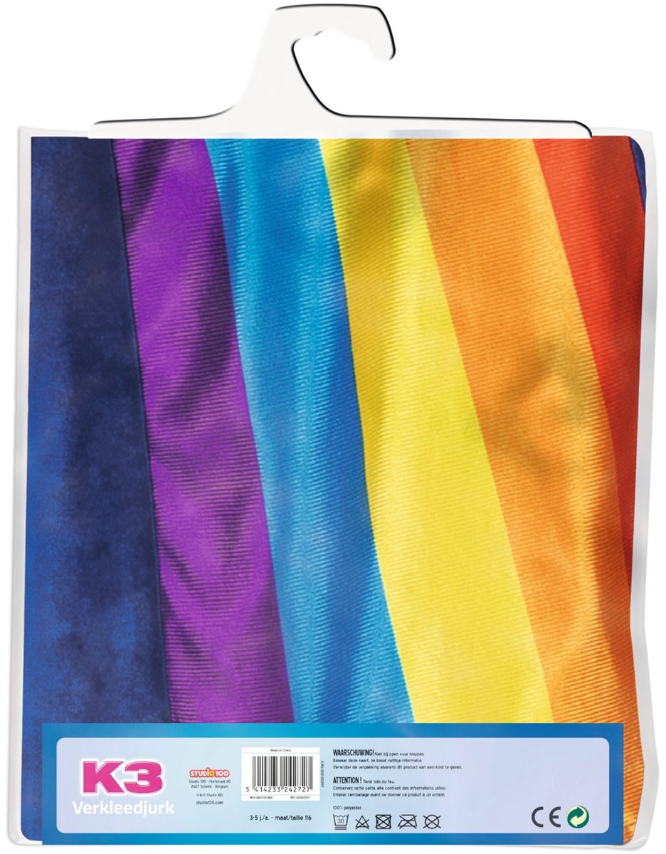 K3 verkleedkleding - Regenboogjurkje blauw 3/5 jaar - maat 116 — afbeelding 9