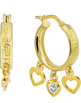 Juwelier Zwartevalk - 14 karaat gouden bedel oorbellen met zirkonia 12.055/19mm--