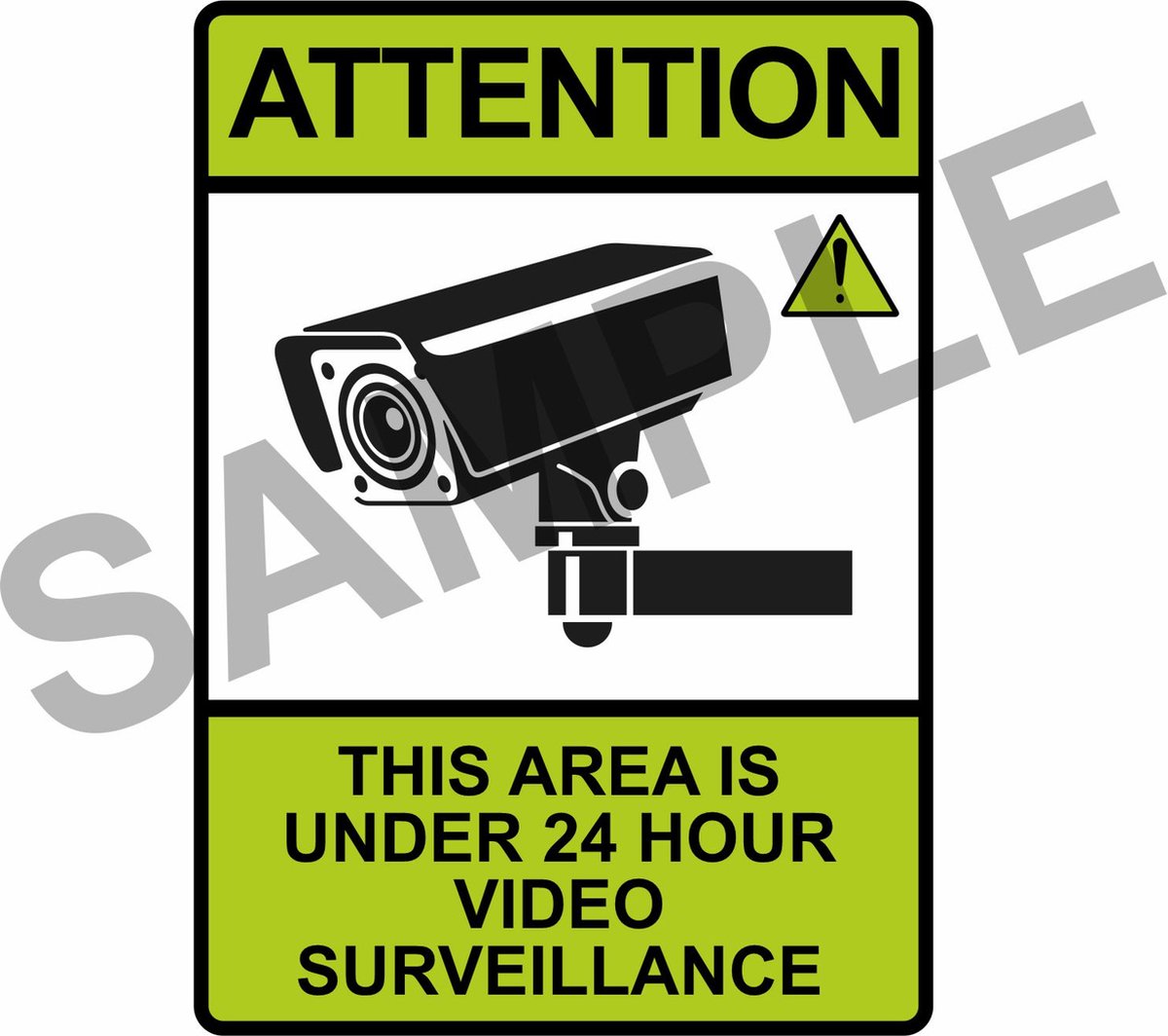 5 stuks Sticker - Let op - Camerabewaking Groen - Engelstalig - 7x5cm