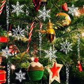 Kerstboomversiering, sneeuwvlokken, ijspegelhangers, 42 stuks, kerstboom, sneeuwvlokken, decoratie, kerstboomversiering, acryl ijspegels, sneeuwvlokken, decoratie
