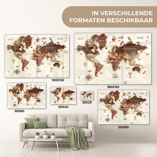 Vintage du monde vintage sur fond clair Plexiglas 30x20 cm - petit - Tirage photo sur Glas (décoration murale plexiglas)