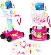 Dokter speelgoed - trolley - 33,5x38x59cm - 17 delig - roze