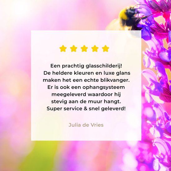 Fleurs avec Glas abeille 90x60 cm - Tirage photo sur Glas (décoration murale en plexiglas)