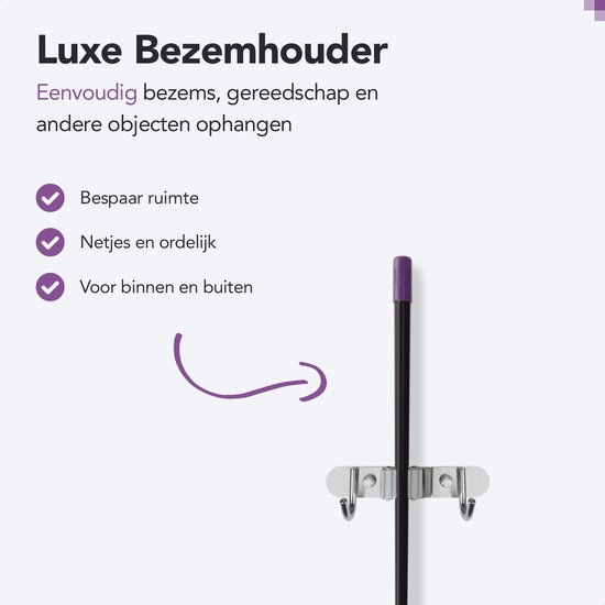 SODEAL Luxe Bezemhouder - Steelklem - Bezem ophangsysteem - Ophanghaken - Tuingereedschap - Gereedschap opbergen - Grijs van SODEAL — afbeelding 3