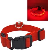 LED halsband hond | Maat M | 37 - 46 cm | USB oplaadbaar | Rood | Veilig wandelen met verlichting