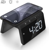 Bol.com Caliber Digitale Wekker - Wekker met Draadloze Oplader - Digitale Klok - Dimbaar - Twee Alarmen - geschikt als kinderwek... aanbieding