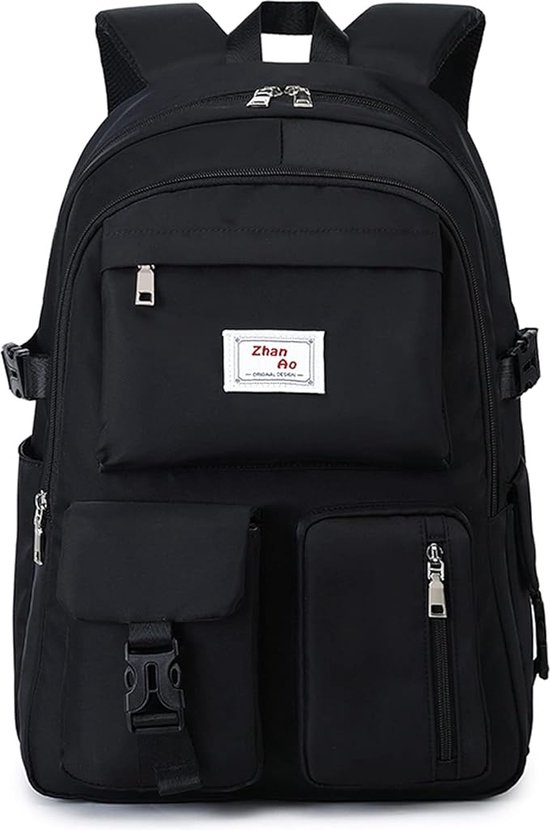 Vermanto Backpack - Sac à dos - École - Filles - Garçons - Bookbag - Ordinateur portable - Étanche - 25 litres - Zwart