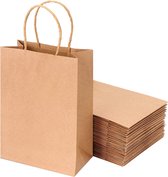 25 x sacs en papier en papier kraft brun avec oreilles tressées 22x10x28cm / sacs en papier Sacs en papier Kraft avec poignée / Sacs cadeaux avec poignées torsadées / Sacs /