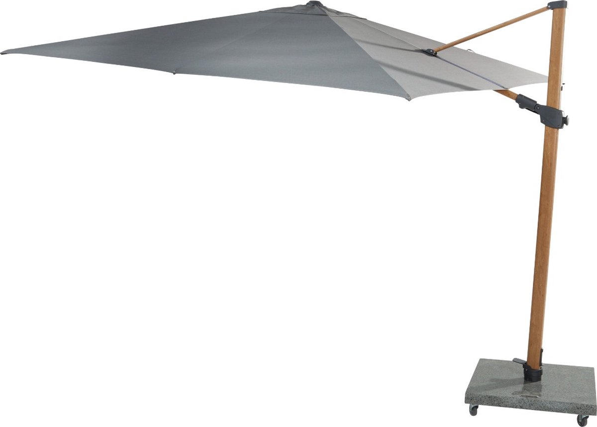 4 Seasons Outdoor Siesta Premium parasol déporté 300 x 300 cm - anthracite / cadre aspect bois
