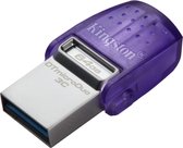 Kingston Technology DataTraveler microDuo 3C lecteur USB flash 64 Go USB Type-A / USB Type-C 3.2 Gen 1 (3.1 Gen 1) Violet, Acier inoxydable