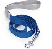 Nobleza Hondenlijn - hondenriem nylon - leiband hond blauw - looplijn hond polyester - uitlaatriem 120 cm - blauw/grijs