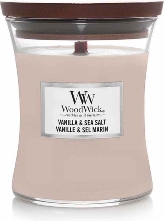 Bougie Parfumée Medium Sablier Woodwick - Vanille & Sel Marin