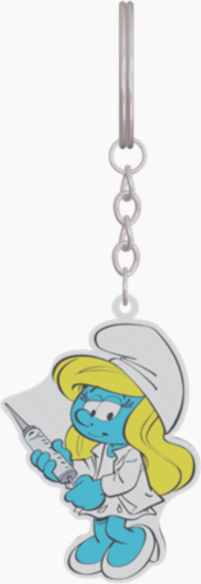 Dokter - Metaal sleutelhanger - Arts smurfin - 6 cm