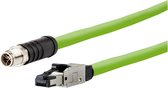 Metz Connect 142M6X18050 M12 Netwerkkabel, patchkabel CAT 6A SF/UTP 5.00 m Groen PUR-mantel, Zuurbestendig, Ozonbestend