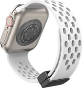Siliconen bandje - geschikt voor Apple Watch Series 1/2/3/4/5/6/7/8/9/SE/SE 2 met case size 38 mm / 40 mm / 41 mm - Wit