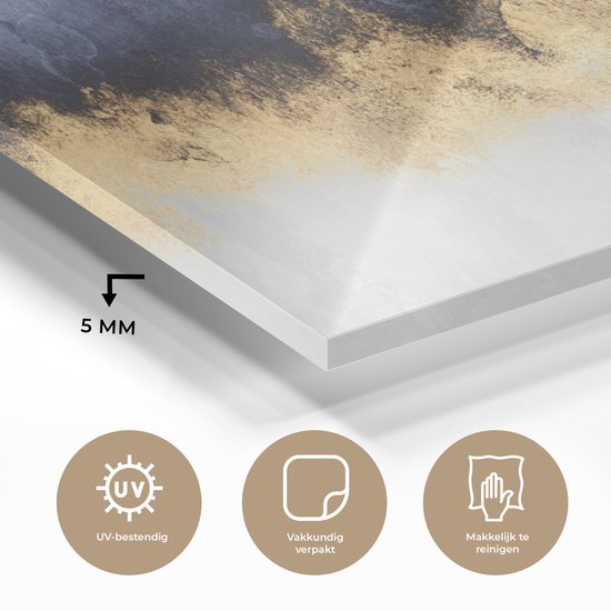 MuchoWow® Peinture sur verre 180x120 cm - Peinture sur verre acrylique - Abstrait - Or - Luxe - Photo sur verre - Peintures