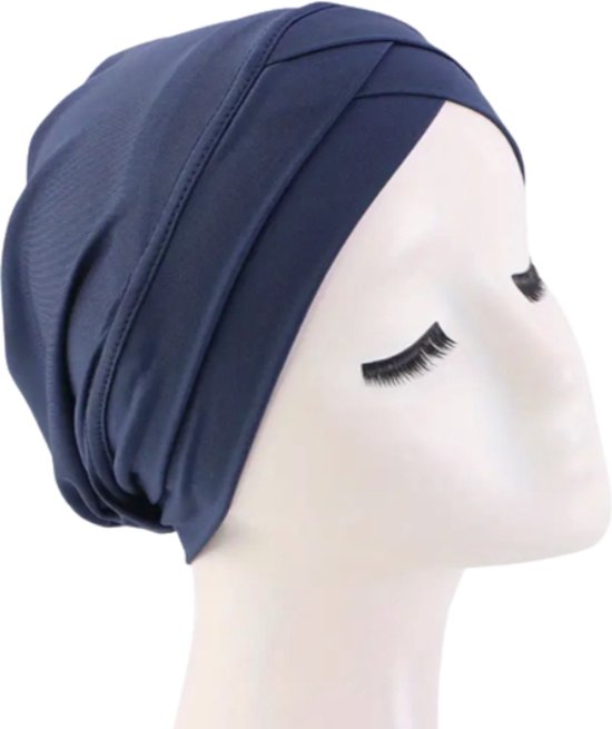 Hoofddoek wrap navy blauw - hoofddoek tulband - hoofddeksel - islam - chemo