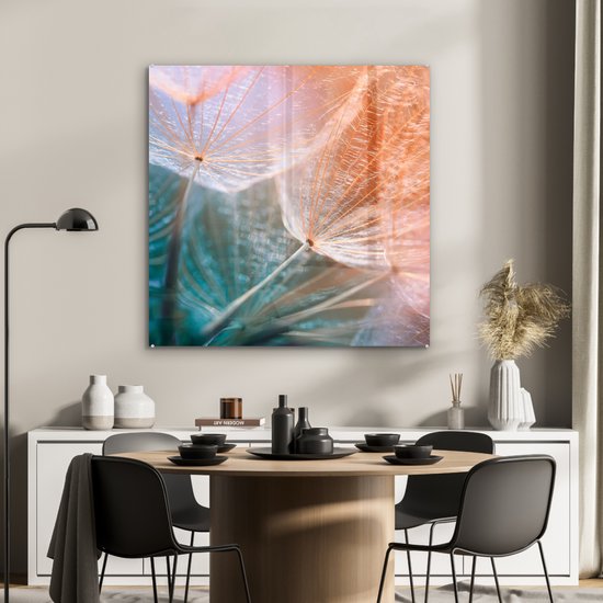 MuchoWow® Peinture sur verre 90x90 cm - Peinture sur verre - Bloem - Pissenlit - Plante - Photo sur verre acrylique - Peintures